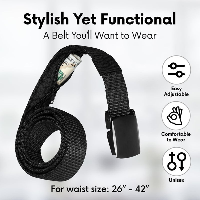 SP HOME GOODS Travel Money Belt with Hidden Money Pocket, Nylon Military Tactical Mens with Zinc Alloy Buckle- Black - Image 5